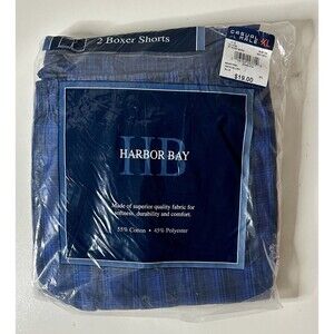 Harbor Bay 6XL Men’s Boxer Shorts 2-Pack Blue Plaid New In Packaging